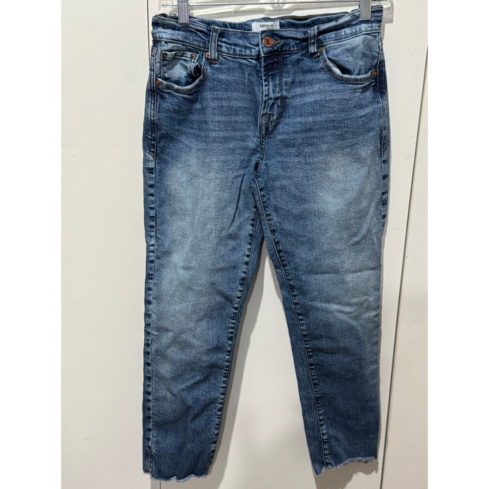 Women's Kensie Jeans Blue Ankle & Cropped skinny stretch raw hem Jeans Size 4